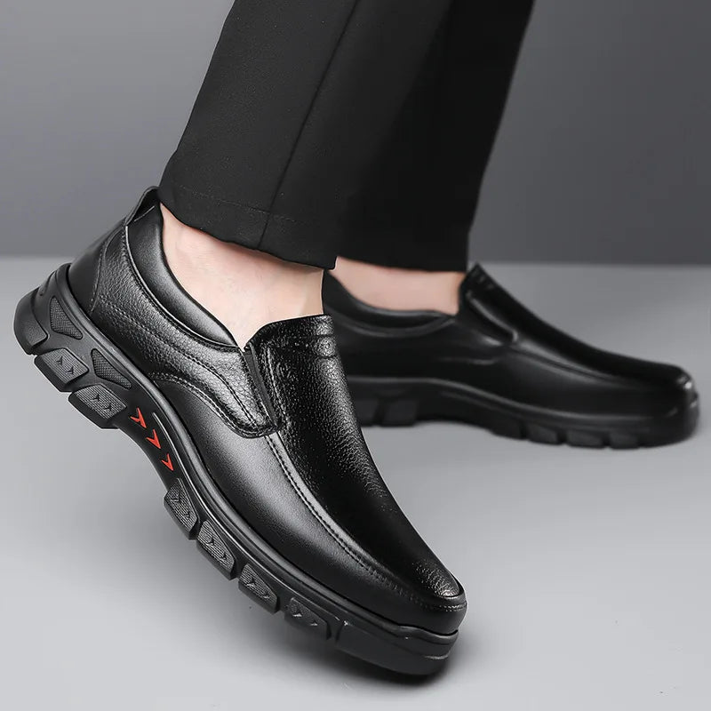 Mocassins Cuir Noir Homme Grande Taille – Chaussures Dress Designer Semelle Douce Printemps