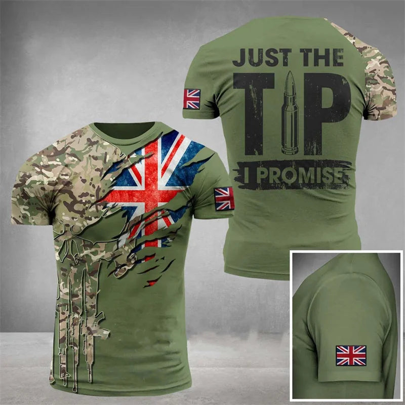 T-Shirt Homme Drapeau Britannique Graphic 3D Imprimé Camouflage Terrain Gym Haute Qualité Manches Courtes Été Casual Patriotique Tendance Confortable – T-Shirt Graphic 3D Premium Drapeau Britannique Camouflage | Mode Homme Graphic Premium