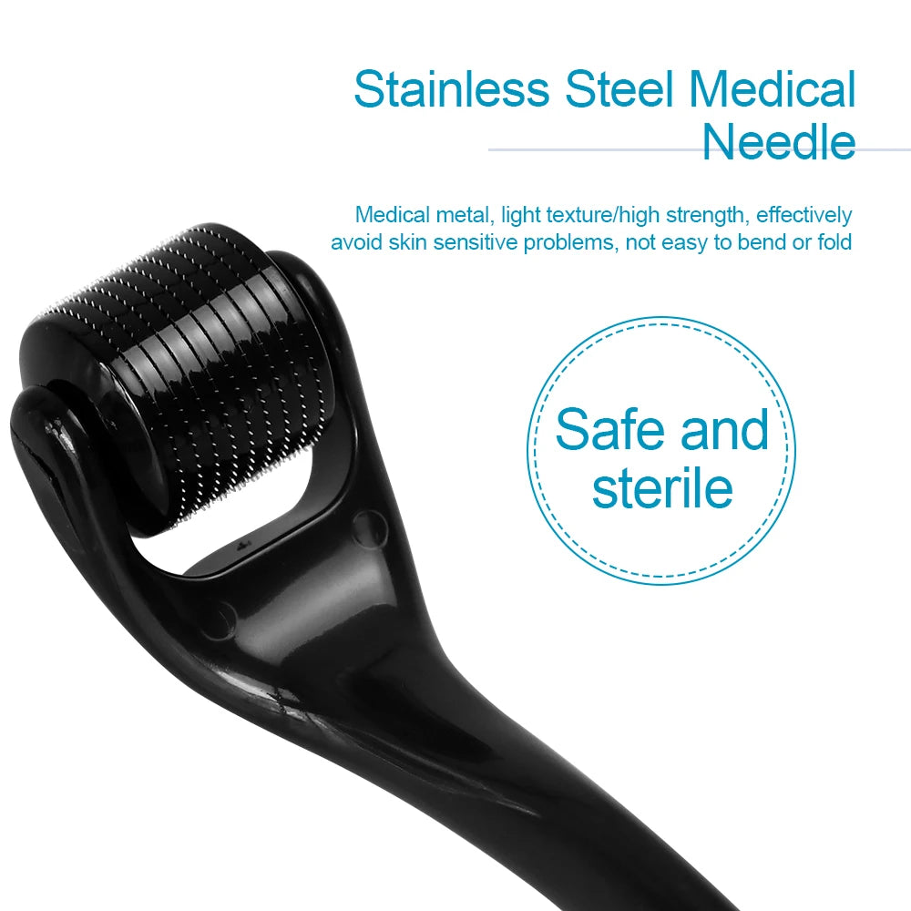 Derma Roller Professionnel 540 Aiguilles – Croissance Cheveux & Barbe, Soin Visage & Corps | 0.2mm 0.25mm 0.3mm