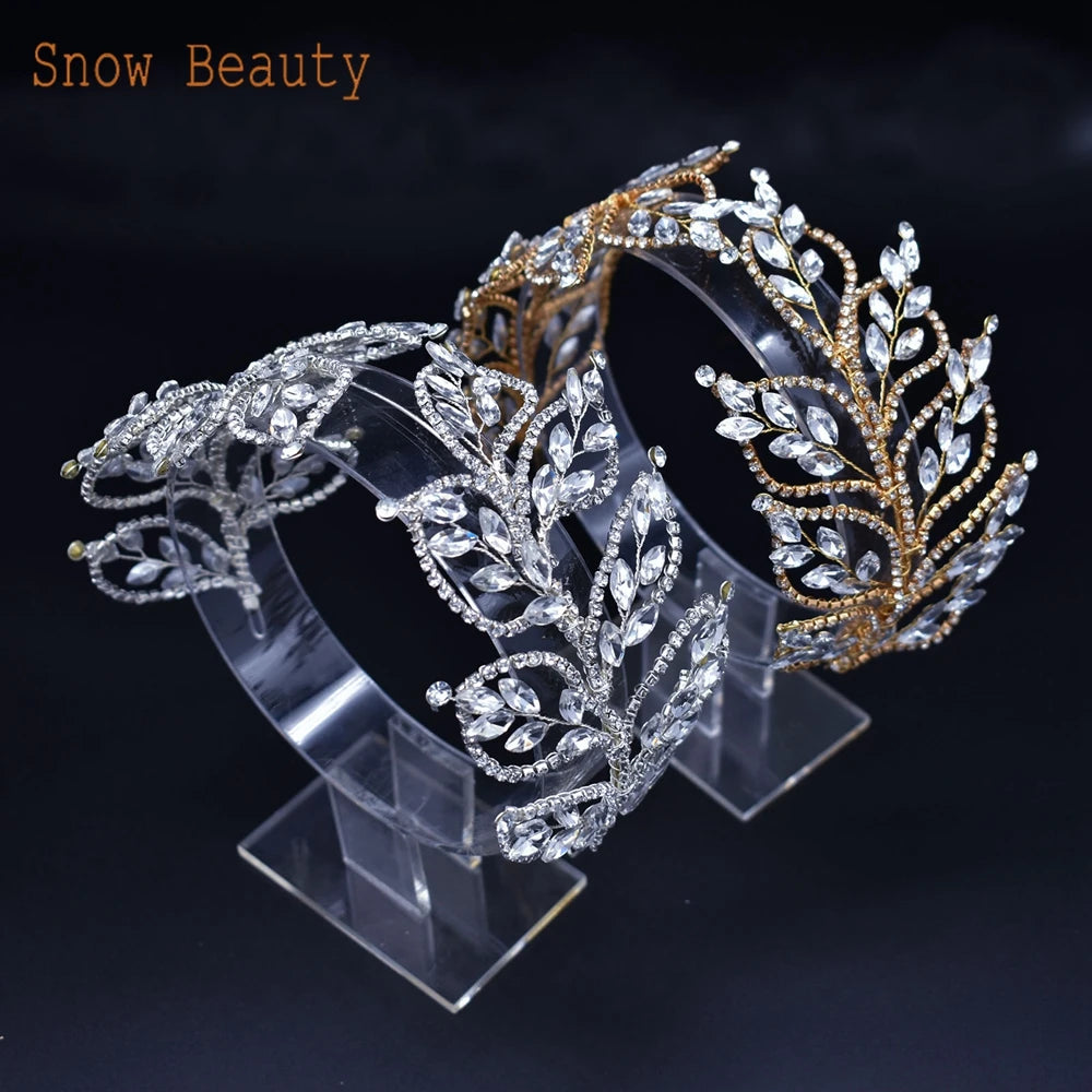 Diadème Cristal Mariée Luxe – Couronne Strass Rhinestone | Tiare Nuptiale Mariage, Soirée & Concours | Bijou de Tête Femme Premium