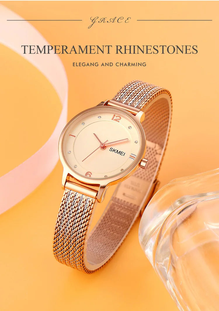Montre Femme SKMEI 1874 Quartz Japonais Bracelet Acier Inoxydable – Fashion Luxe Élégante