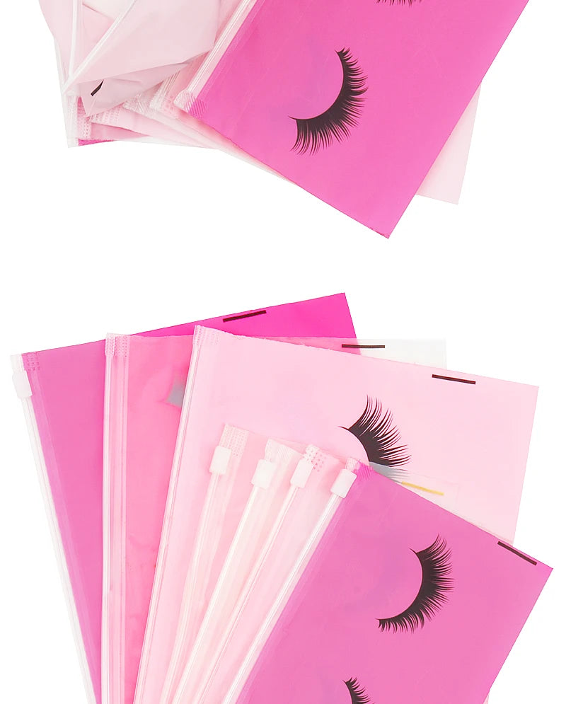 Pochettes Aftercare Extension Cils – Lot 10 Pcs avec Fermeture Éclair | Emballage Professionnel