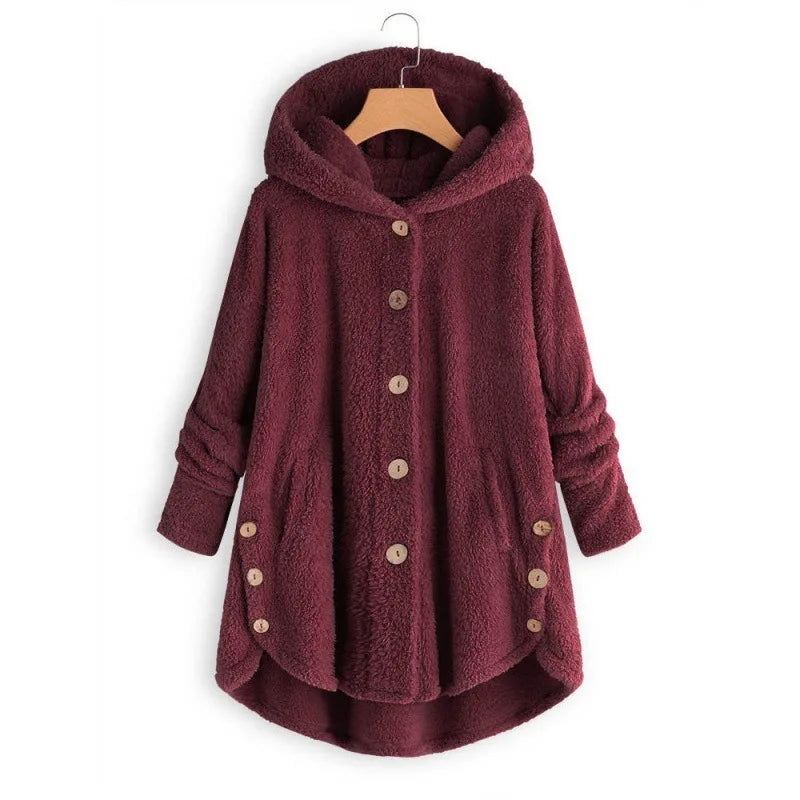 Manteau Teddy Bear Femme À Capuche – Veste Laine Peluche Chaude Uni | Automne Hiver Tendance