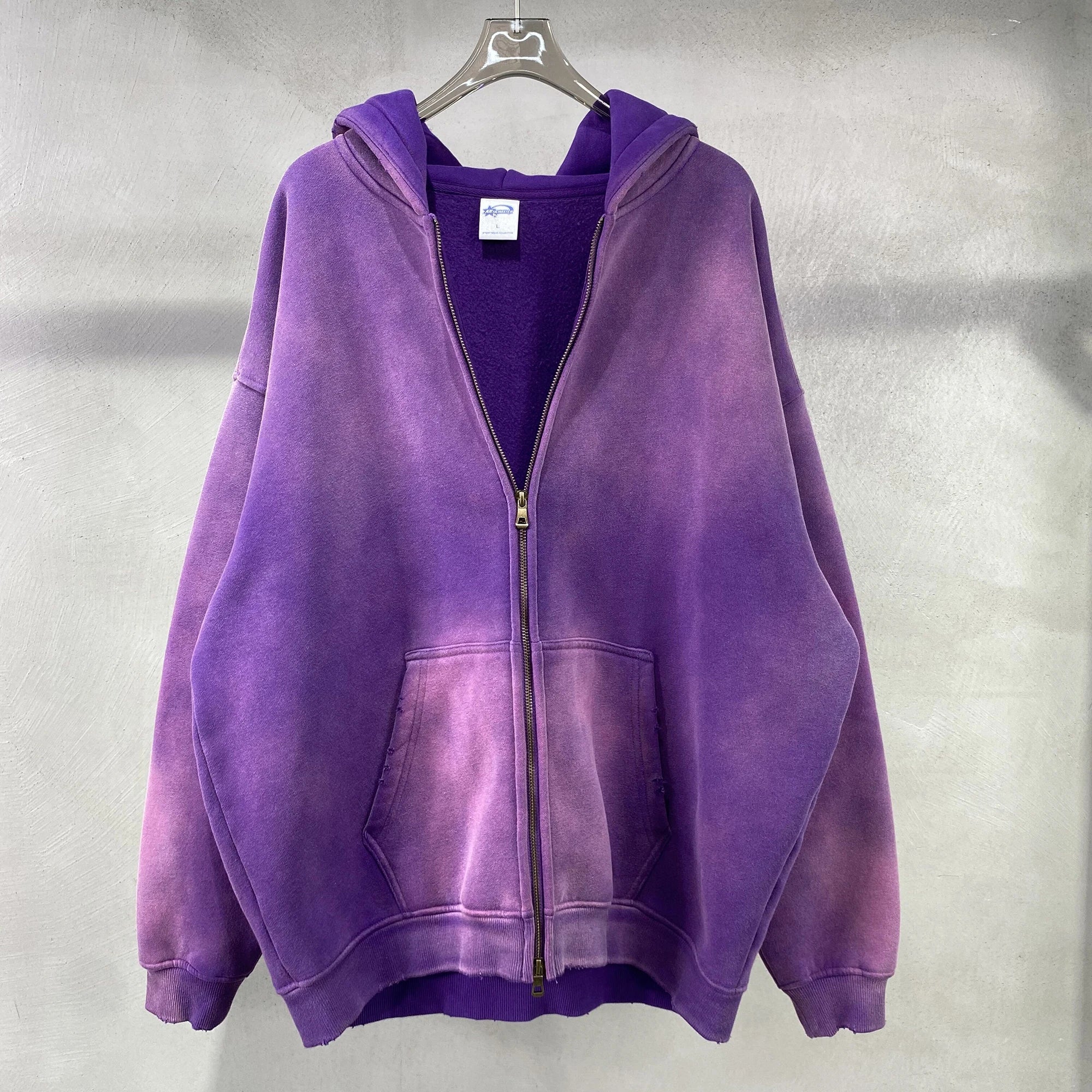 Hoodie Homme Oversize Zip Tie Dye Dégradé – Sweat Cardigan Peluche Loose Grande Taille Hiver | Mode Homme Premium