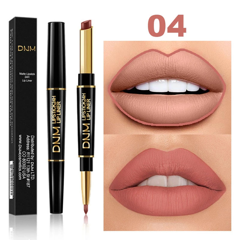 Crayon Lèvres 2-en-1 Mat – Rouge à Lèvres & Contour | Waterproof Longue Tenue