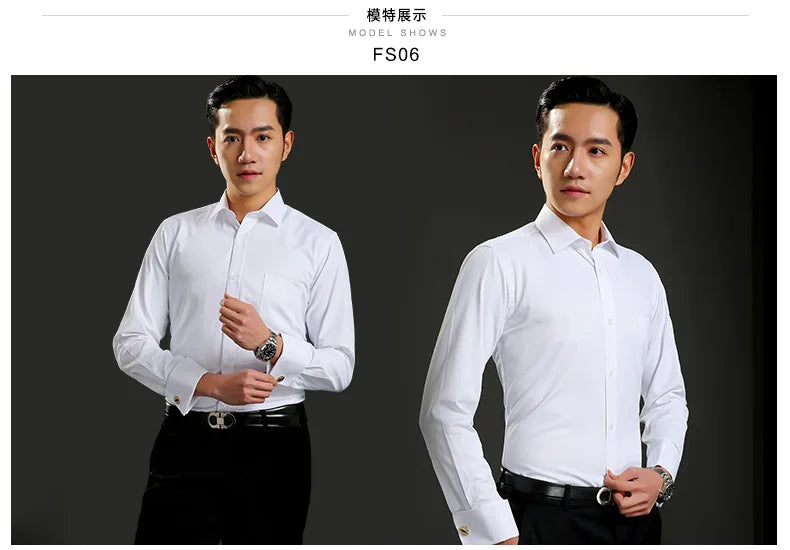 Chemise Homme Classique Poignets Français Manches Longues Coupe Standard – Formelle Business Mariage Bureau Blanche Élégante | Mode Homme Premium