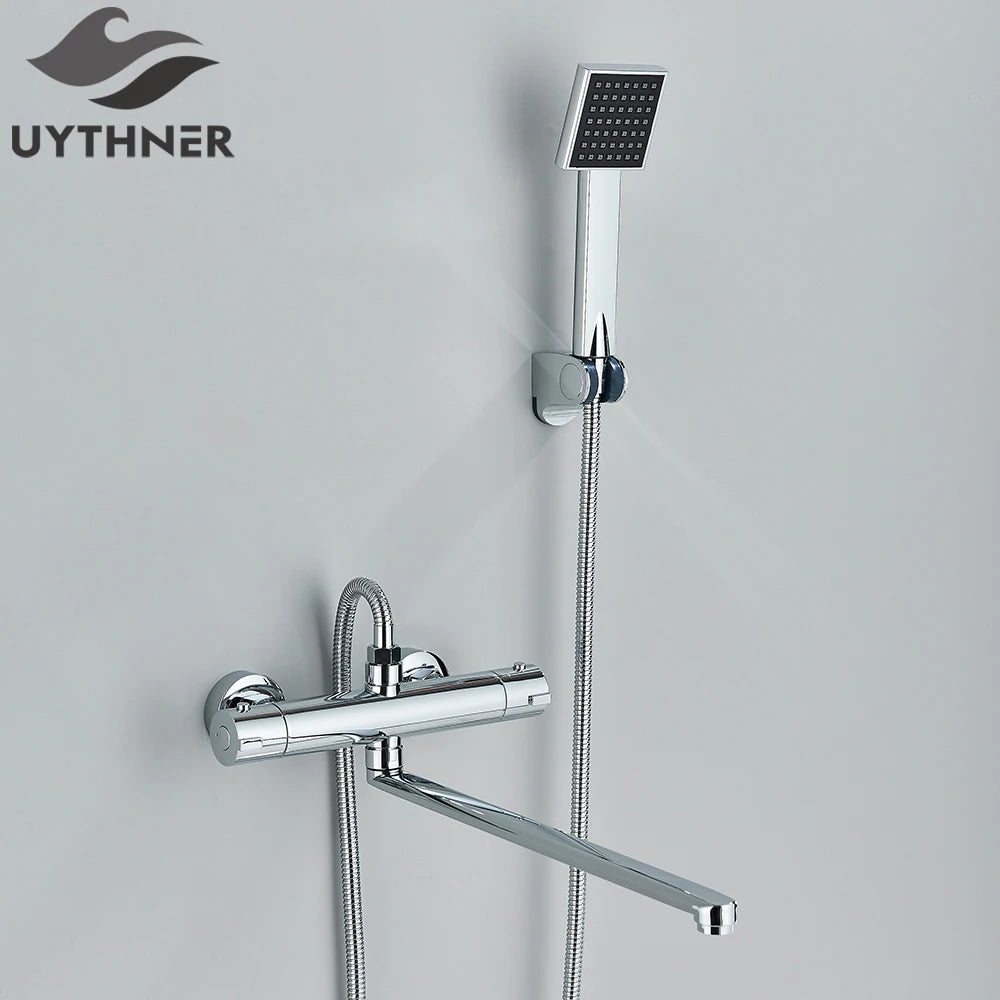 Ensemble Douche Thermostatique Mural – Noir & Chrome, Laiton, Valve Mitigeur | Accessoires Salle de Bain