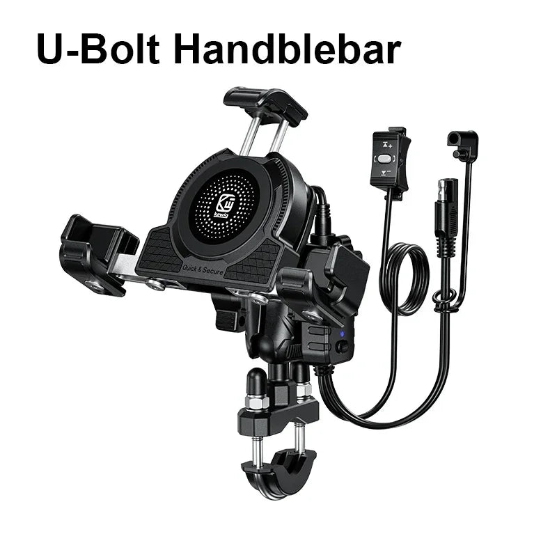 Support Téléphone Moto Chargeur Sans Fil 15W + USB-C 36W – Anti-Vol Anti-Vibration Guidon