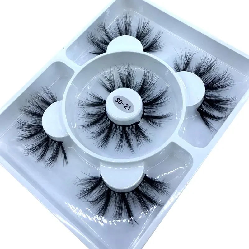 Faux Cils 3D Mink Naturels 2025 – Lot 3 Paires Longues | Extensions Cils Beauté