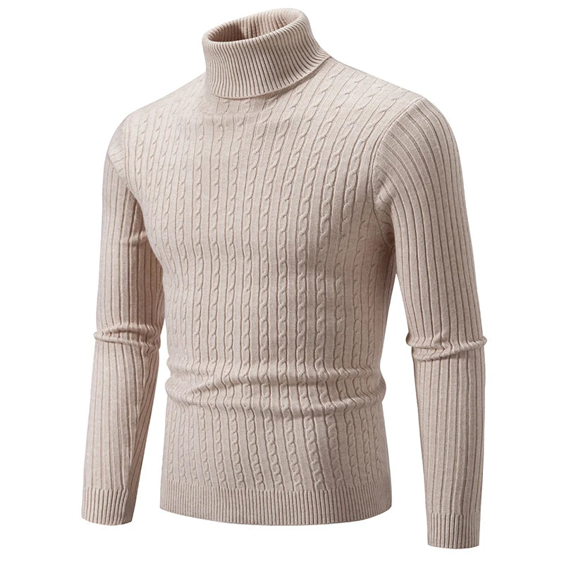 Pull Homme Col Roulé Tricoté Laine Chaud Hiver Couleur Unie Casual Outdoor Confortable Doux Élégant Intemporel – Pullover Col Roulé Premium Hiver | Mode Homme Hiver Premium