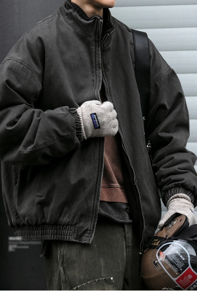 Vintage Japanische Herren Fleecejacke Winter Dick Loose – Koreanischer Streetwear-Paar-Trend Warm | Herren- & Damenmode