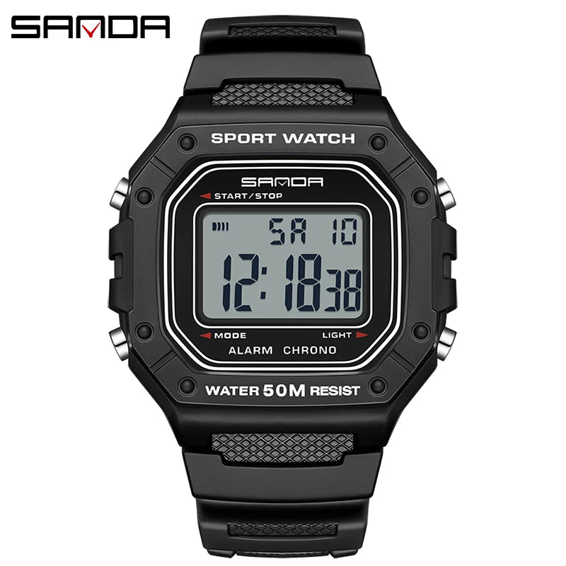 SANDA 2156 Herren Militär Digitaluhr – LED Sport Army Wasserdicht Stoppuhr Großes Zifferblatt