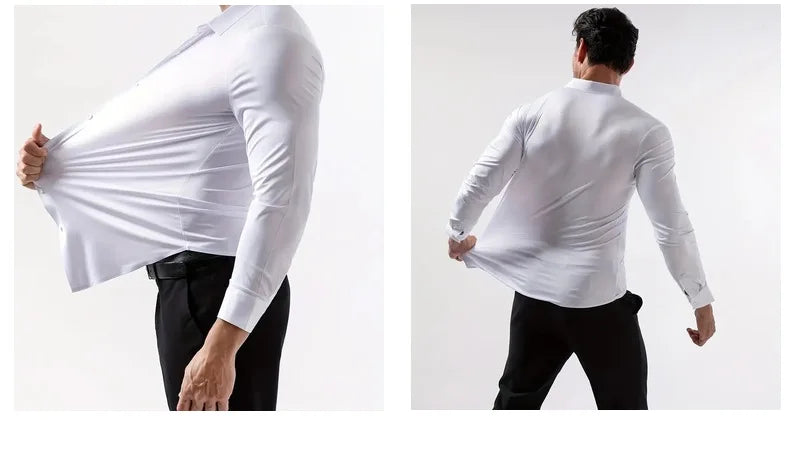 Chemise Habillée Homme Ultra-Stretch Manches Longues Anti-Froissé Douce Blanche Business Formel Élégante Confortable Intemporelle – Chemise Business Premium Ultra-Stretch Anti-Froissé Manches Longues Blanche | Mode Homme Business Formel Premium