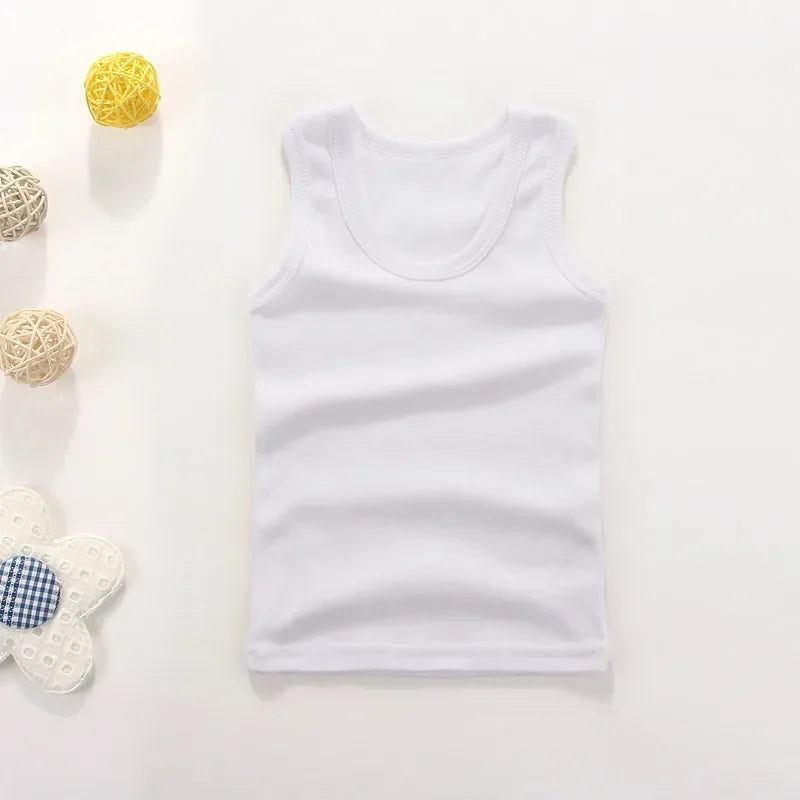 Débardeur Enfant Coton Couleur Unie – T-Shirt Sans Manches Sport Été Garçon Fille Casual