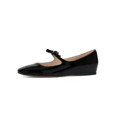 Ballerines Mary Jane Glossy Bowknot Rouge 2025 – Bout Carré Danse Mariage Bal Nuptial