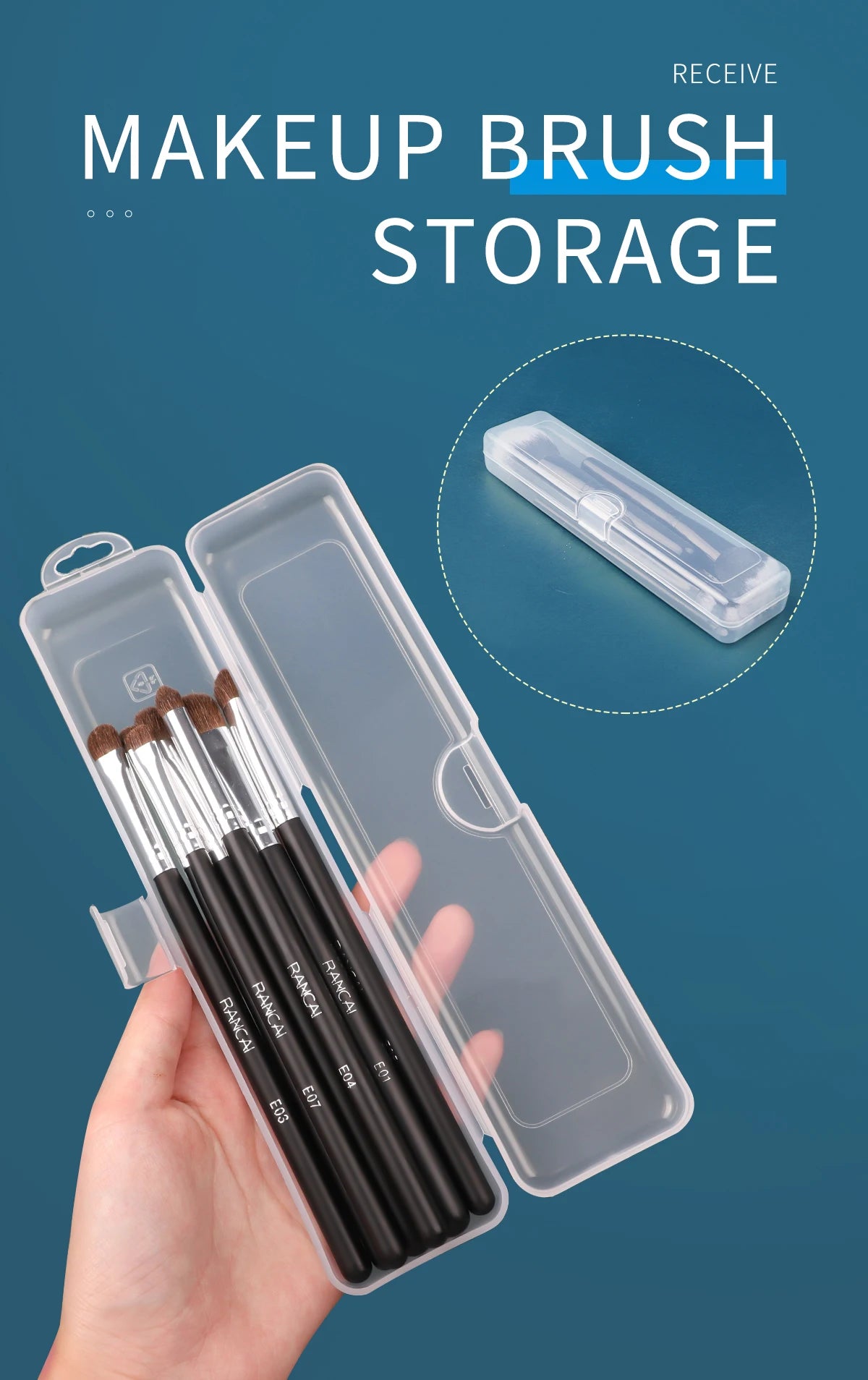 Boîte Rangement Pinceaux Maquillage Transparente Portable – Étui Organisateur Crayons & Accessoires Beauté avec Couvercle