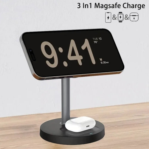Chargeur 3-en-1 Magnétique Ajustable – iPhone 16-13 iWatch 10-8 AirPods Pro Charge Rapide