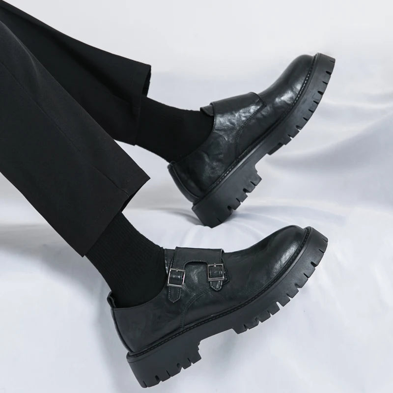 Derby Grasp Leder British Platform Homme – Schnalle Casual High & Low Lederschuhe
