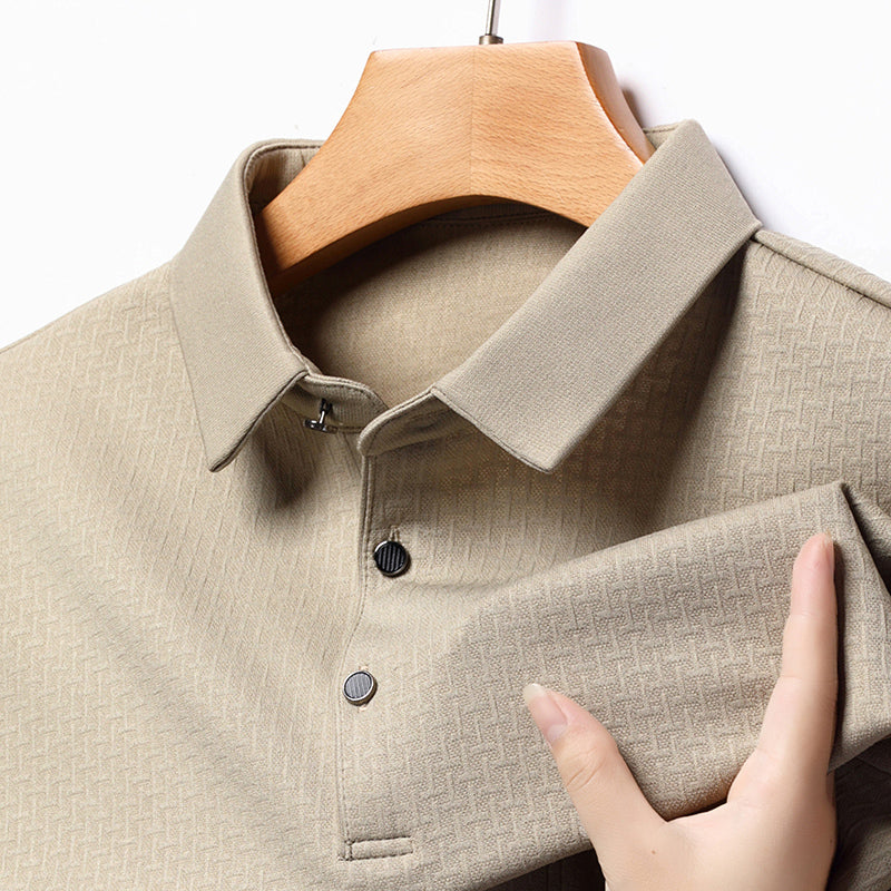 Polo Homme Manches Longues Ajourné Respirant Business Fashion Golf Élégant Grande Taille 4XL Intemporel Confortable – Polo Ajourné Premium Manches Longues Golf | Mode Homme Business Golf Premium