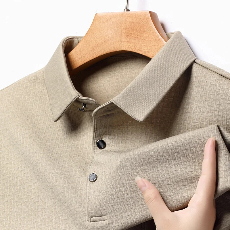 Polo Homme Manches Longues Ajourné Respirant Business Fashion Golf Élégant Grande Taille 4XL Intemporel Confortable – Polo Ajourné Premium Manches Longues Golf | Mode Homme Business Golf Premium