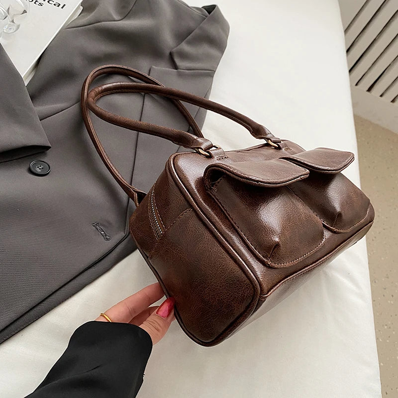 Mini Sac Épaule Double Poche Femme – Sac Aisselle Tendance 2025 Designer Luxe Purse