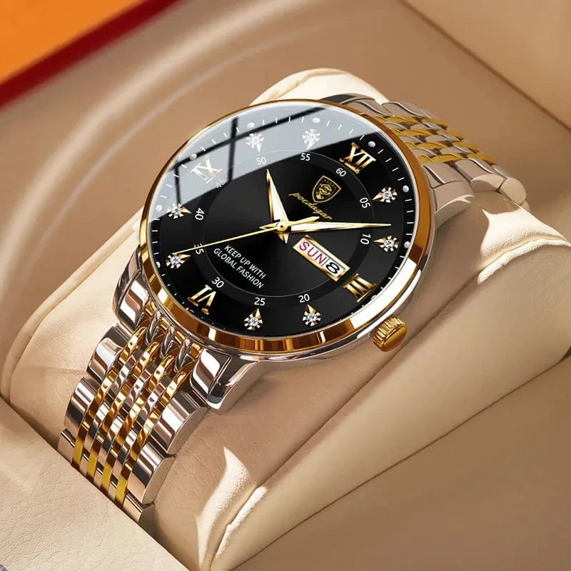 Montre Homme POEDAGAR Luxe Sport Quartz – Acier Lumineux Étanche Date Business
