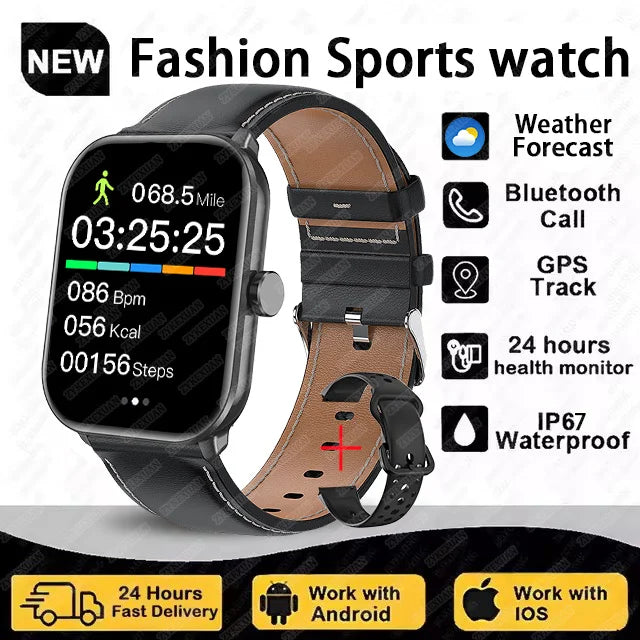 Montre Connectée Unisexe Écran AMOLED – GPS, Appels Bluetooth & Suivi Cardio | Étanche | Sport & Fitness | Android & iOS
