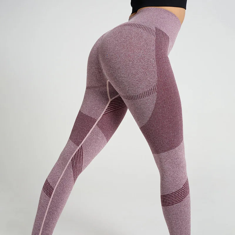 Legging Femme Taille Haute Fitness Mesh Rayé Gainant Fessier – Sport Running Élastique | Tendance