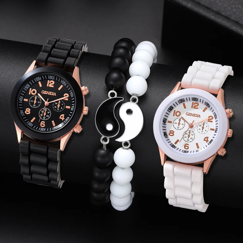 Montre Femme Fashion Silicone Blanc Couple Quartz Élégante Robe Cadeau Tendance Intemporelle | Montre Femme Fashion Silicone Couple Premium