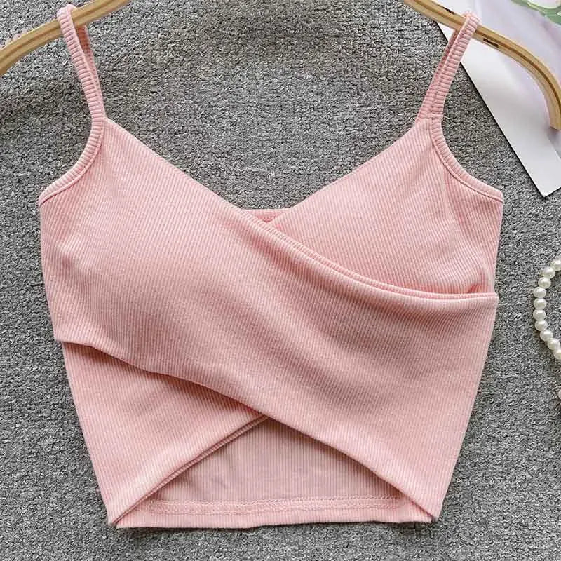 Caraco Femme Bretelles Irrégulières Uni Slim Chic Y2K – Top Sport Élégant Casual & Tendance