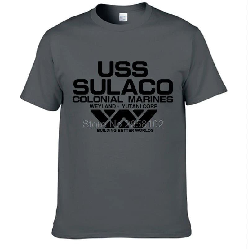 T-Shirt Homme Alien USCSS Nostromo USS Sulaco Marines Coloniaux Manches Courtes Coton Col Rond – Fan Art Sci-Fi Culte | Mode Homme Streetwear