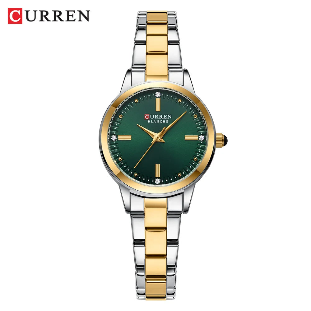 Montre Femme Luxe CURREN Dorée Quartz Acier Inoxydable – Étanche Élégante Minimaliste