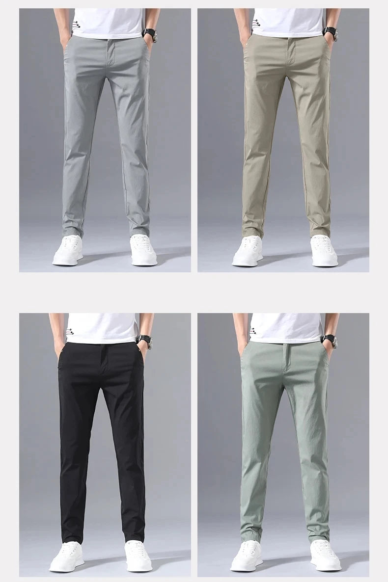 Pantalon Homme Slim Coton Stretch – Business Casual Golf Style Coréen Léger Printemps Automne | Mode Homme Premium