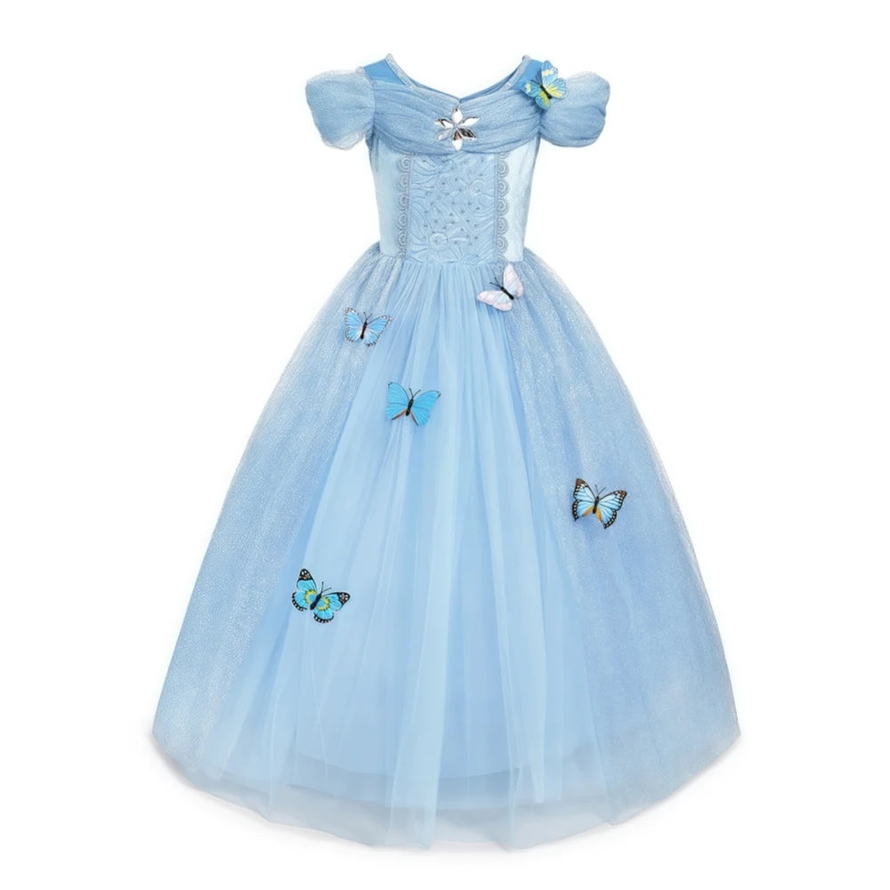 Robe Princesse Fille Déguisement Elsa Anna Ariel – Costume Carnaval Halloween Fête Cosplay Enfant