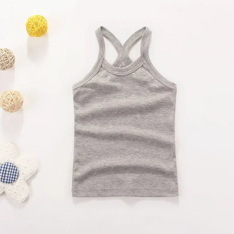 Débardeur Enfant Coton Couleur Unie – T-Shirt Sans Manches Sport Été Garçon Fille Casual