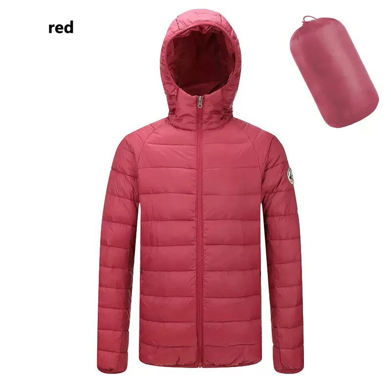 Doudoune Légère Unisexe Manches Longues Zip Broderie Logo Capuche – Coupe-Vent Chaude Printemps Automne Sortie | Mode Homme & Femme Premium