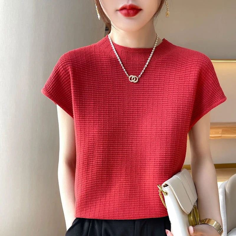 T-Shirt Femme Oversize Col Rond Uni Manches Courtes Doux Casual – Tee Mode Été Confortable | Basique Chic