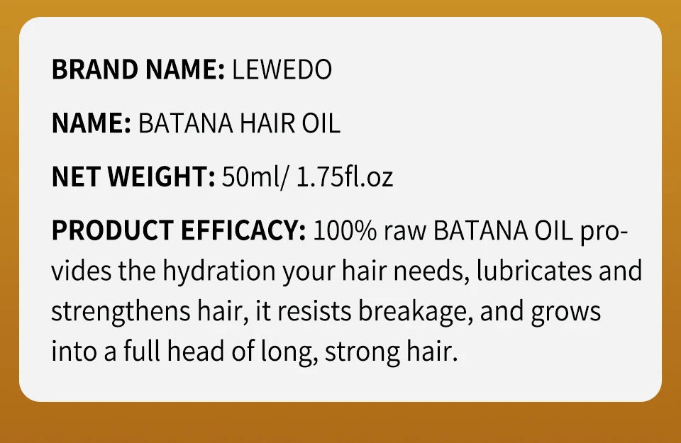 Huile de Batana Pure Lewedo Naturals – Repousse Rapide, Anti-Chute & Brillance | Soin Capillaire Naturel | Homme & Femme