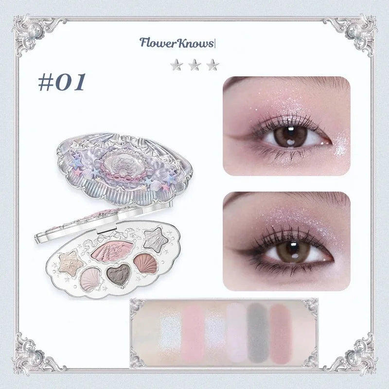 Palette Fards à Paupières Flower Knows Swan Ballet – 6 Teintes Mat, Shimmer & Nacré | Glitter