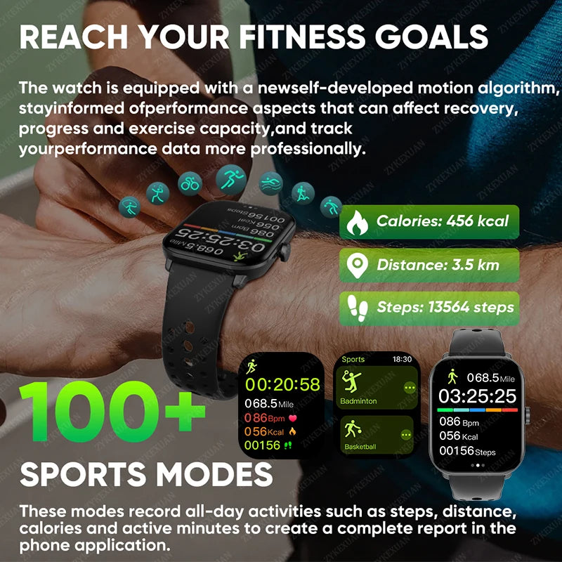 Montre Connectée Unisexe Écran AMOLED – GPS, Appels Bluetooth & Suivi Cardio | Étanche | Sport & Fitness | Android & iOS