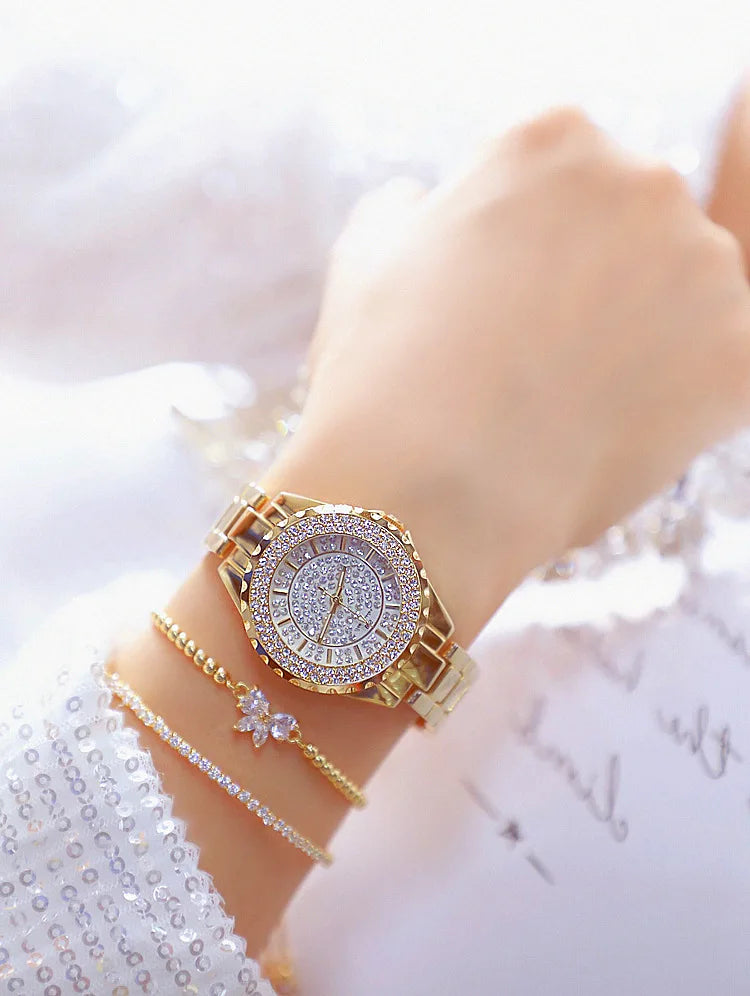 Montre Femme Or Bracelet Dress Luxe 2025 – Acier Complet Élégante Fashion Top Brand