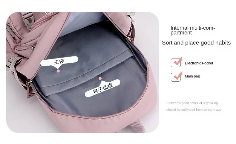 Sac À Dos Scolaire Kawaii Fille Ado – Grand Cartable Collège Lycée Laptop Voyage