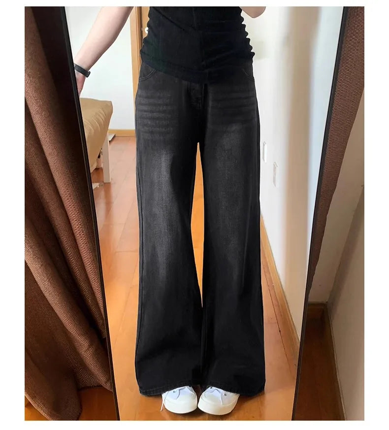 Damen-Jeans Warme Fleece-Hose Gerader Schnitt Schmal Samtig Weich Vintage – Bequeme gefütterte Denim-Hose | Winter