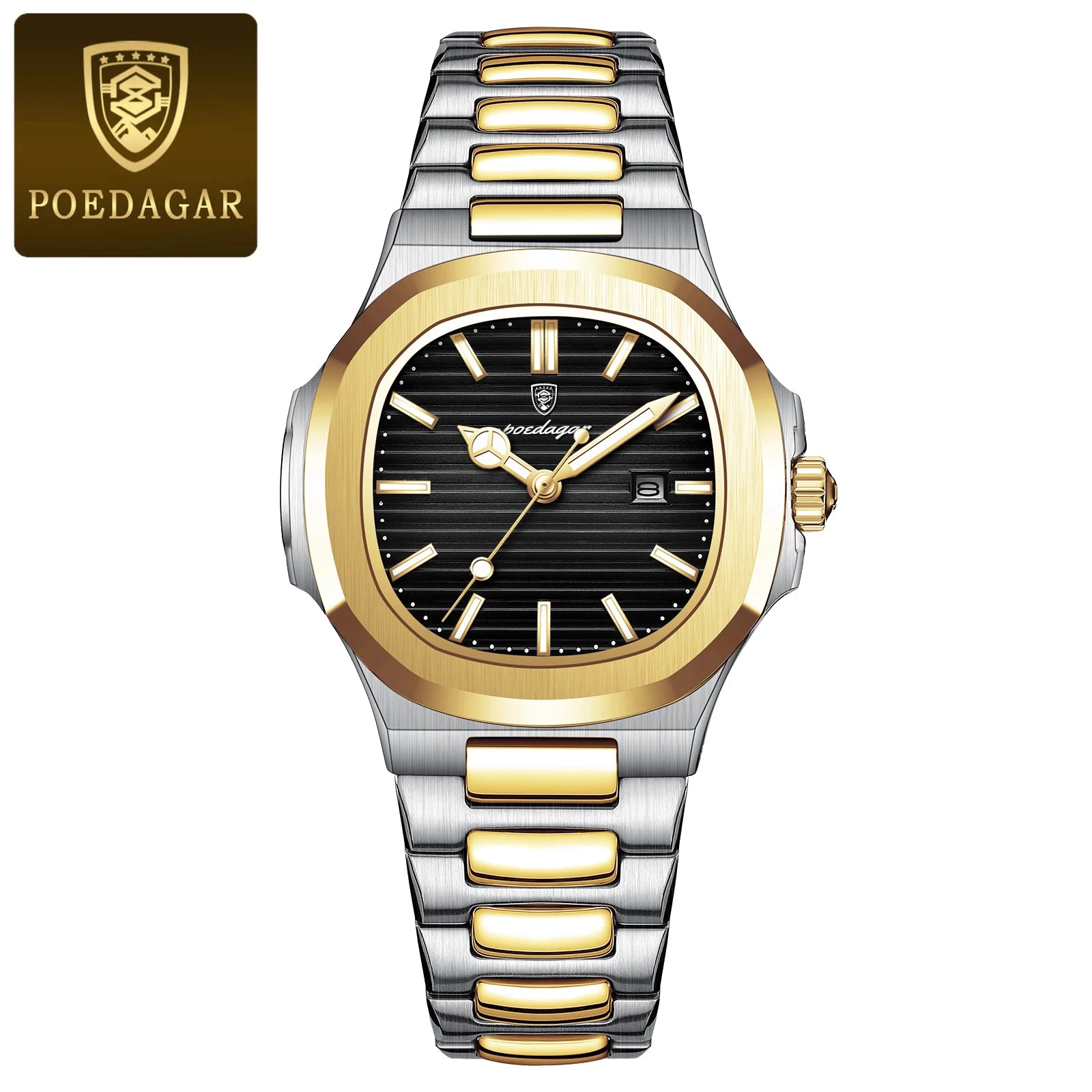 Montre Femme POEDAGAR Carrée Luxe Quartz – Lumineuse Étanche Date Acier Fashion