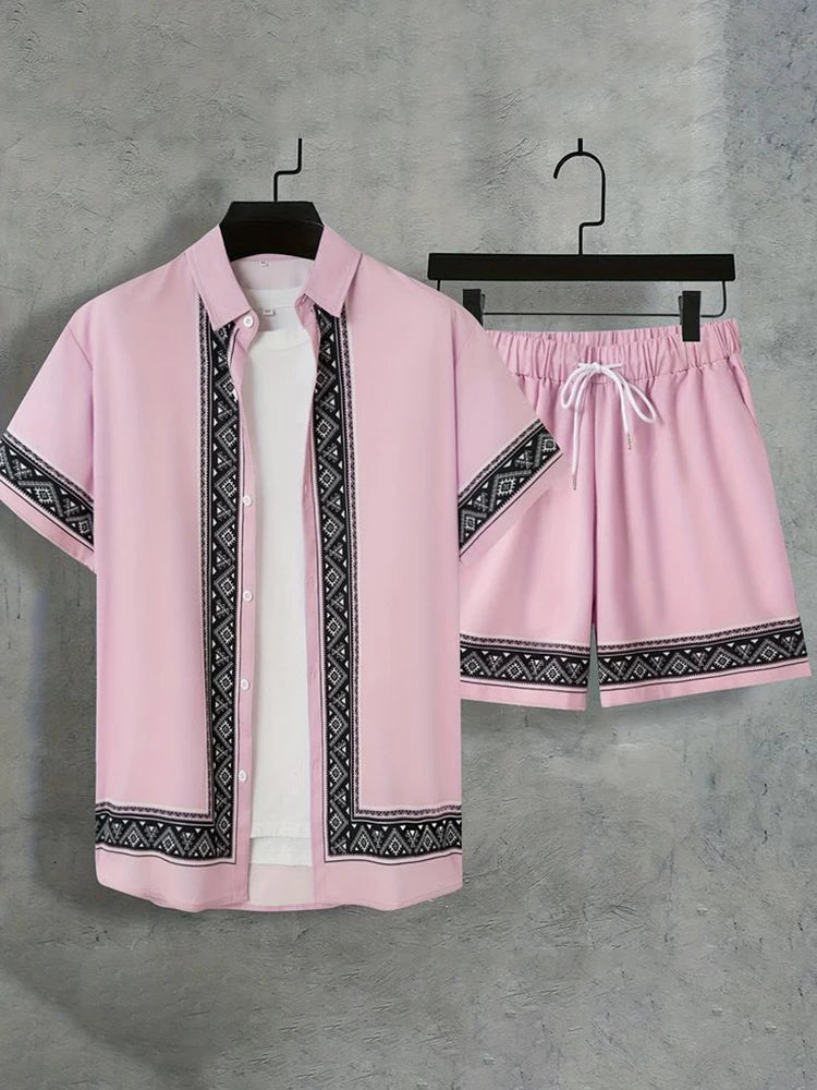 Ensemble Chemise + Short Unisexe Été Imprimé 3D Hawaïen – Col Reversé Fashion Casual Frais & Simple | Mode Homme & Femme