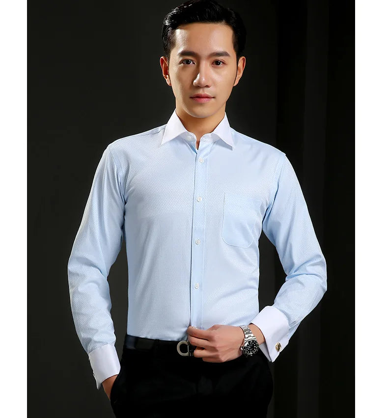 Chemise Homme Classique Poignets Français Manches Longues Coupe Standard – Formelle Business Mariage Bureau Blanche Élégante | Mode Homme Premium