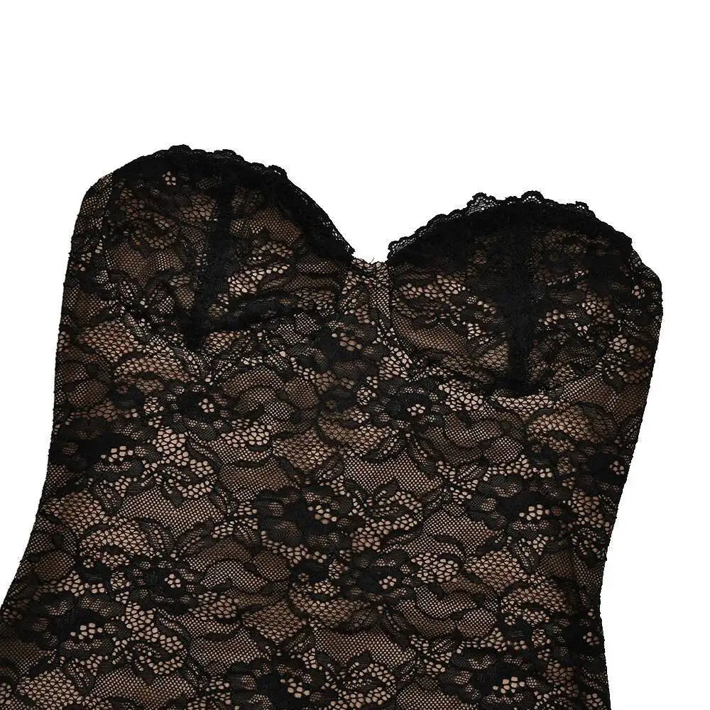 Damen Langes Maxikleid Spitze Eng Anliegend Sexy Bodycon Schal Futter – Elegante Abendgesellschaft | Townlike