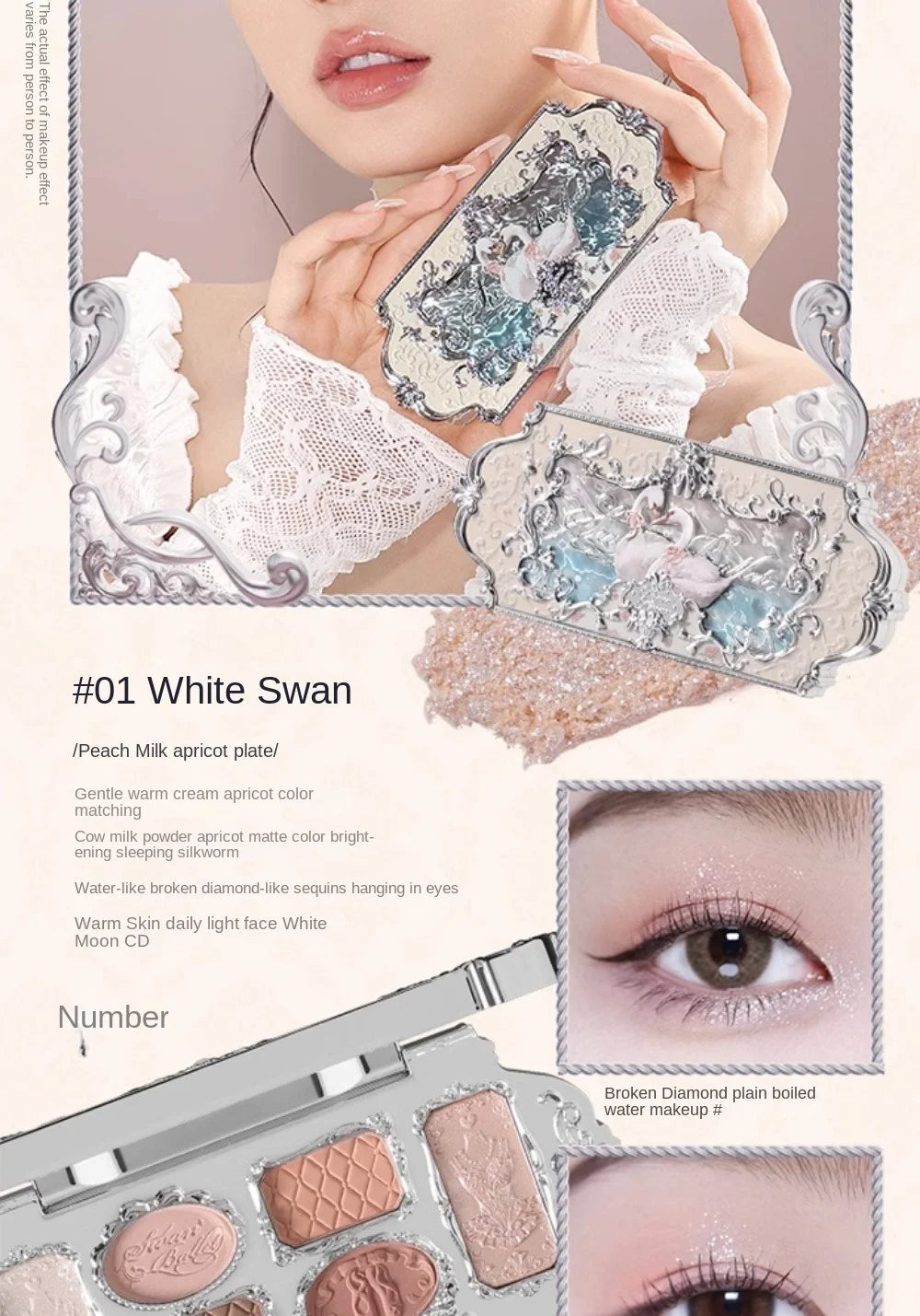 Palette Fards à Paupières Flower Knows Swan Ballet – 6 Teintes Mat, Shimmer & Nacré | Glitter