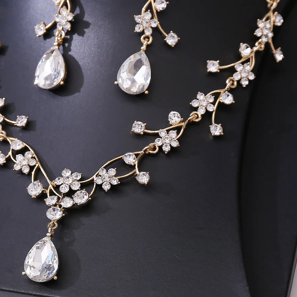DIEZI Parure Couronne Baroque Mariage Cristal Opale – Tiare Collier Boucles Princesse