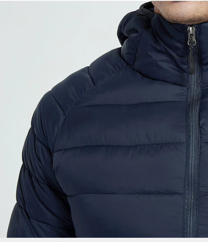 Doudoune Légère Unisexe Manches Longues Zip Broderie Logo Capuche – Coupe-Vent Chaude Printemps Automne Sortie | Mode Homme & Femme Premium